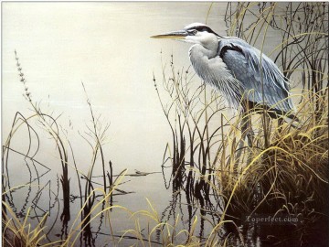 pflaume vögel Ölbilder verkaufen - Vögel im Gras in der Nähe von Wasser